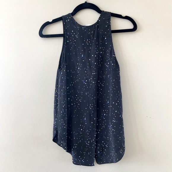 Aritzia Wilfred Black Confetti Split Back Silk Tank Top S - Picture 7 of 9